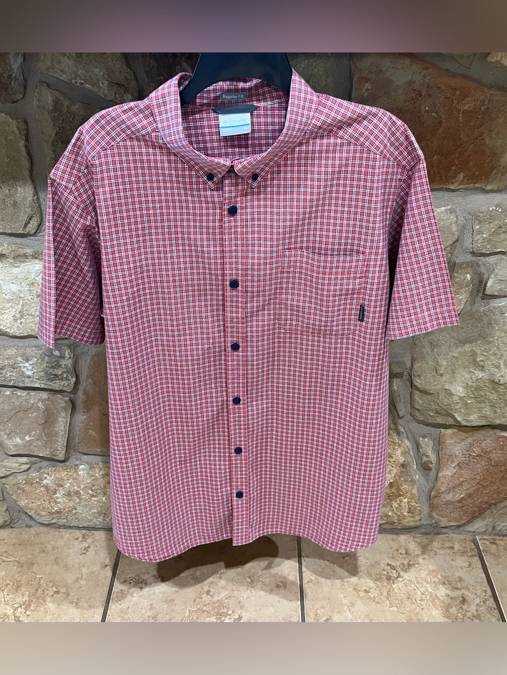 Columbia Button Down Shirt Men’s XL Red Plaid Check Regular Fit
